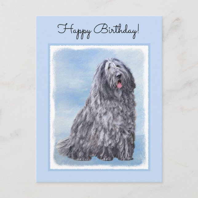 Bergamasco Sheepdog Painting - Cute Original Hund  Vykort (Framsida)