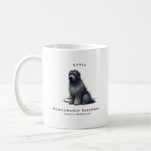 Bergamasco Sheepdog Watercolor Hund   Monogram Kaffemugg