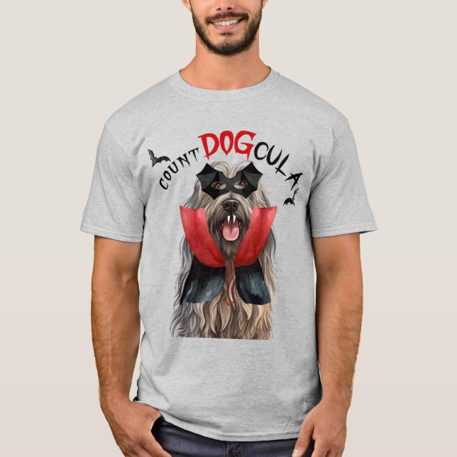 Bergamasco Vampire Hund Funny Halloween T Shirt (Framsida)
