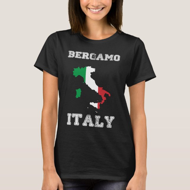 Bergamo Italy Vintage Italy Flag Map T Shirt (Framsida)