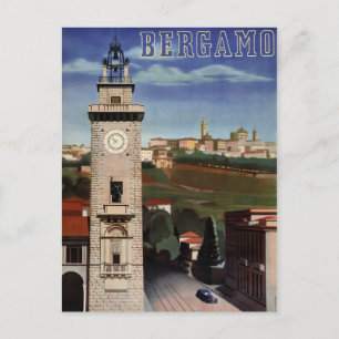 Bergamo Vintage resor Poster återställd Vykort