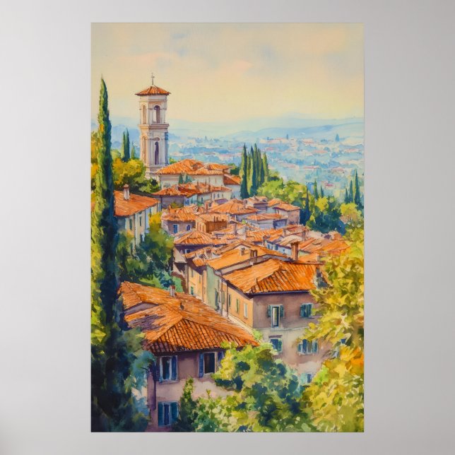 Bergamo Watercolor 1 Poster (Framsidan)