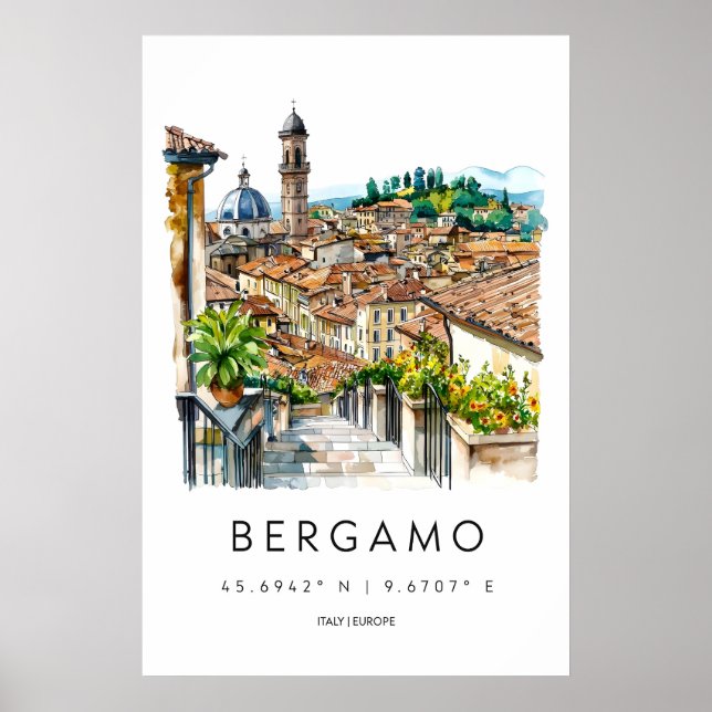 Bergamo Watercolor 2 Poster (Framsidan)