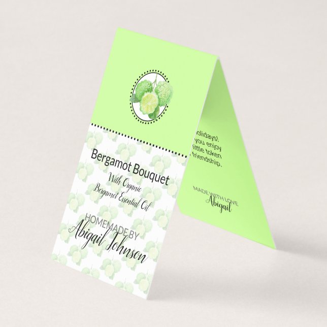 Bergamot Hemmagjord Bad & Kropps Etikett | Present Kort (Framsida)