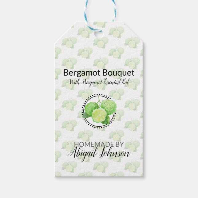 Bergamot Hemmagjord Bad & Kroppsvård Presentetikett (Framsidan)