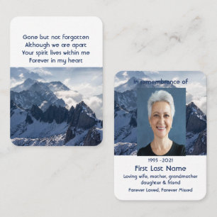 Bergar Alperna Home Memorial Pocket Keepsaké Visitkort