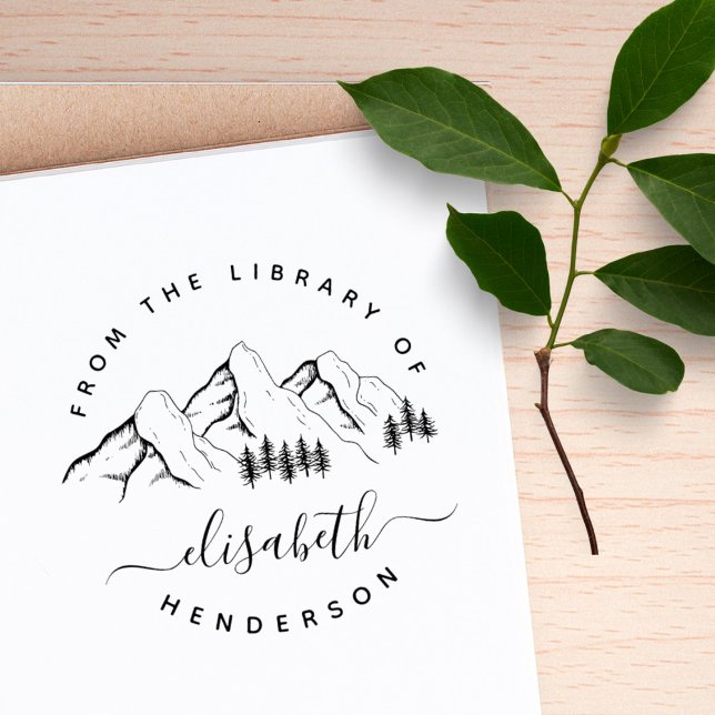 Bergar från Bibliotek i Elegant Anpassningsbar Bok Stämpel (Skapare uppladdad)