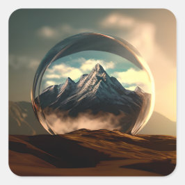 Bergar i en bubelglobe fyrkantigt klistermärke