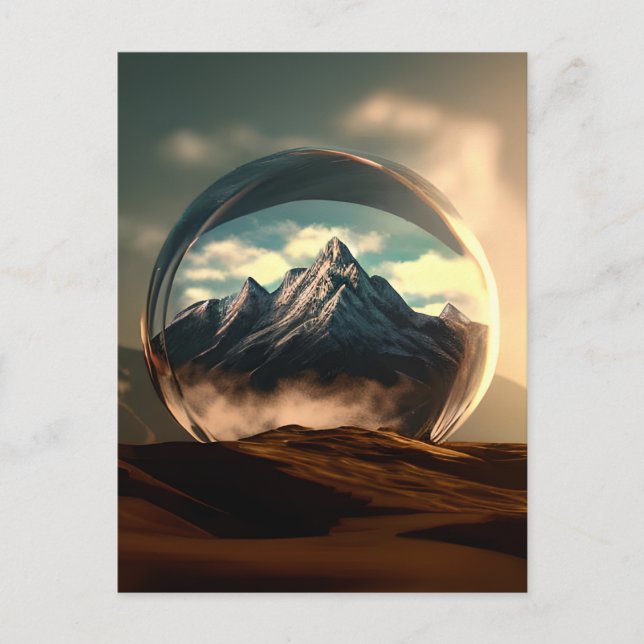 Bergar i en bubelglobe vykort (Framsida)