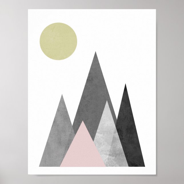 Bergar under Sol geometriska poster (Framsidan)