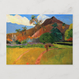 Bergarna i Tahiti Gauguin målar varm färg Vykort