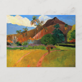 Bergarna i Tahiti Gauguin målar varm färg Vykort