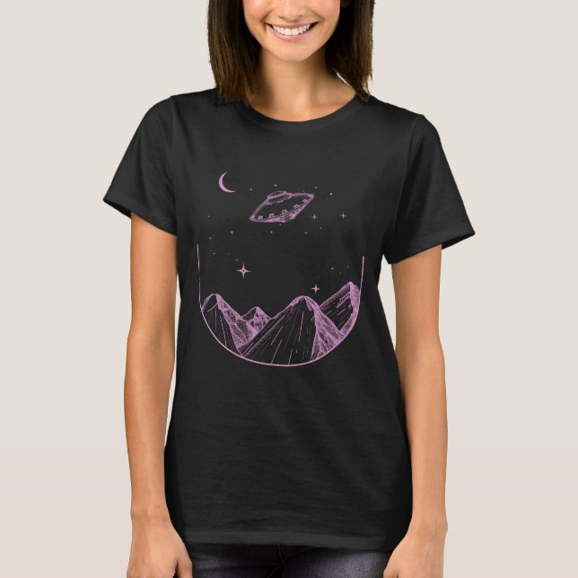 Bergarna Natten Himlar UFO T Shirt (Framsida)