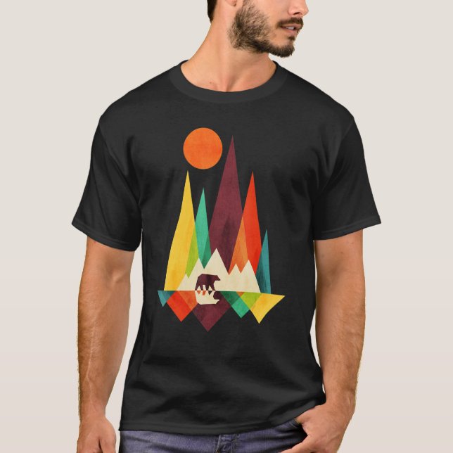 Bergarnas Bear Sol Abstrakt T Shirt (Framsida)