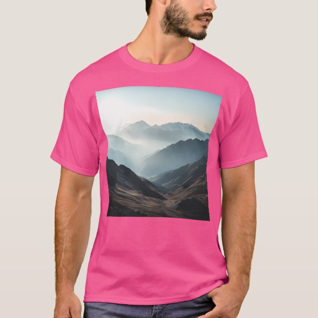 Bergarnas landskapsberg Poster naturvägg A T Shirt (Framsida)