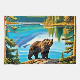 Bergbjörn: Reflection Art i Sjö Kökshandduk
