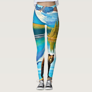 Bergbjörn: Reflection Art i Sjö Leggings