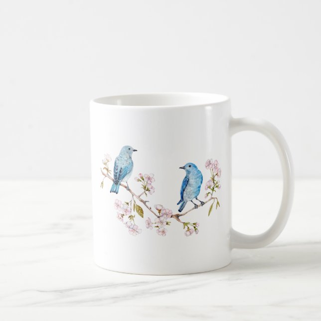Bergbluebirds på Sakura gren Kaffemugg (Höger)