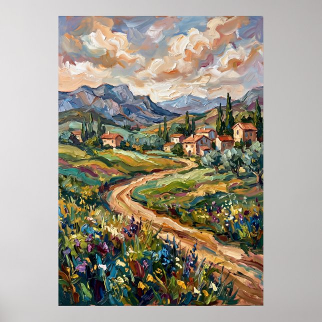 Bergby Wildflower Landskapsaffisch Poster (Framsidan)