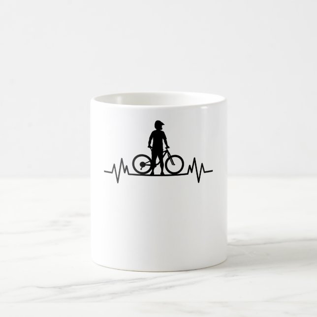 Bergcykel Heartslag Mountain Bike Cycling Gift Kaffemugg (Center)