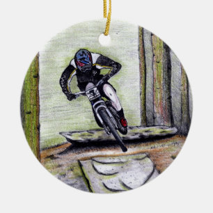 Bergcykel Llandegla mtb bmx Julgransprydnad Keramik