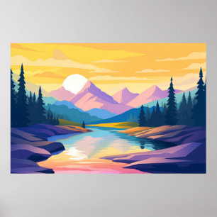 Bergdalen Landskap Poster