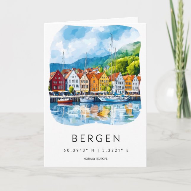 Bergen Akvarell 1 Kort (Framsida)