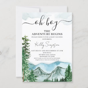 Bergen Äventyr börjar Wilderness Baby Shower Inbjudningar