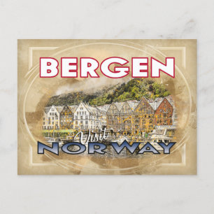 Bergen, besök Norge Vykort
