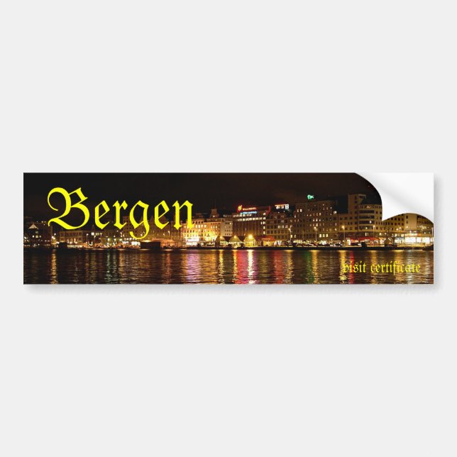Bergen besöksintyg Norge resa  Bildekal (Framsidan)