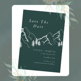 Bergen Gräs Träd Emerald Photo Save Date Inbjudningar