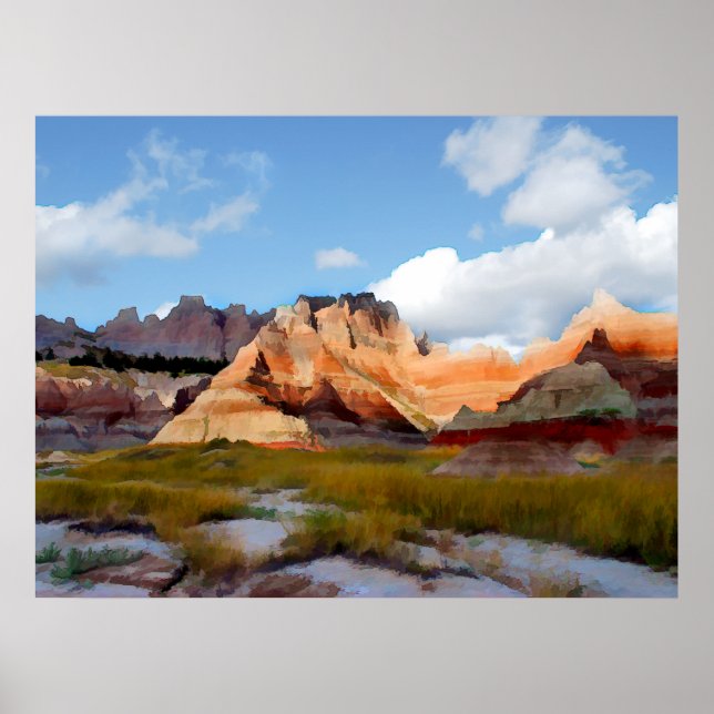 Bergen & Himlar i Badlands N.P.- Realism Poster (Framsidan)