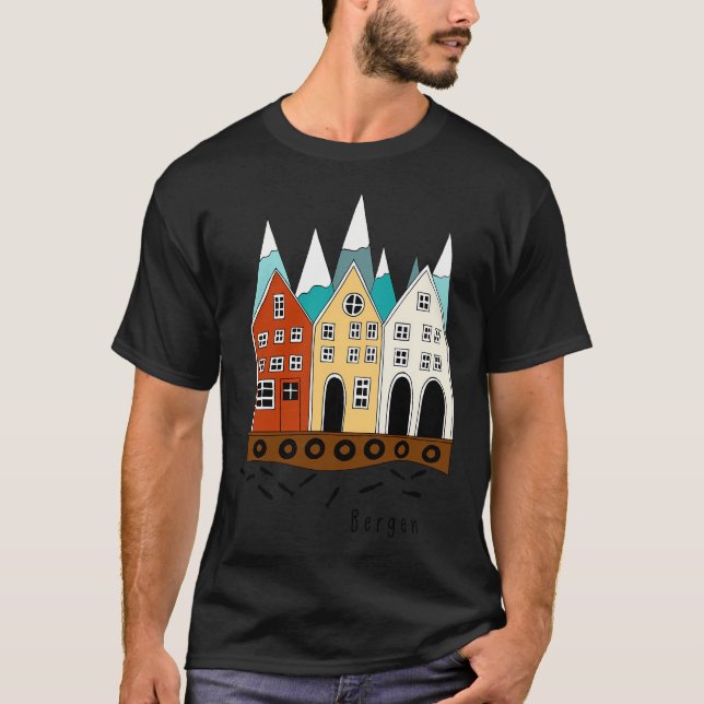 Bergen I Souvenir från Norge T Shirt (Framsida)