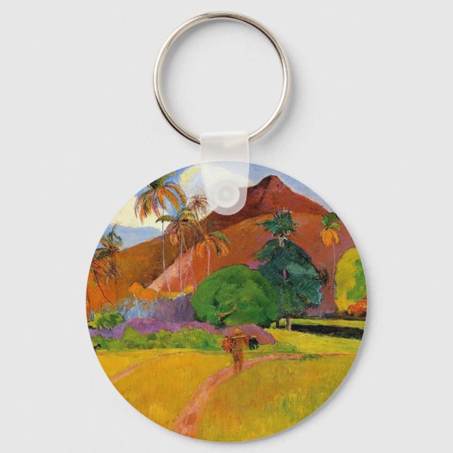 "Bergen i Tahiti" - Paul Gauguin Keychain Nyckelring (Framsida)