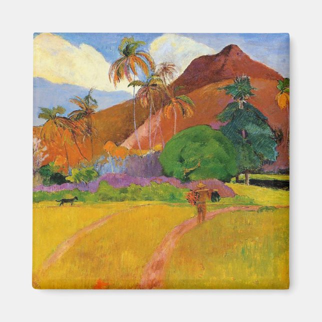 "Bergen i Tahiti" - Paul Gauguin Magnet (Framsidan)