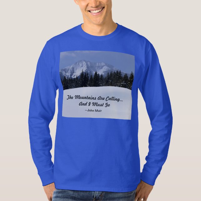 Bergen kallar manar långärmadutslagsplatsen t-shirt (Framsida)