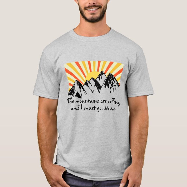 Bergen kallar Retro Sunrise T Shirt (Framsida)