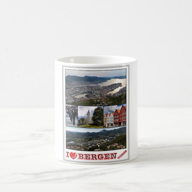 Bergen - Norge - I Kärlek - Kaffemugg (Center)