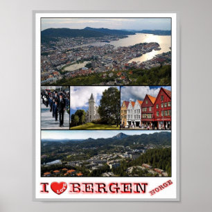 Bergen - Norge - I Kärlek - Poster