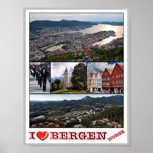 Bergen - Norge - I Kärlek - Poster (Framsidan)