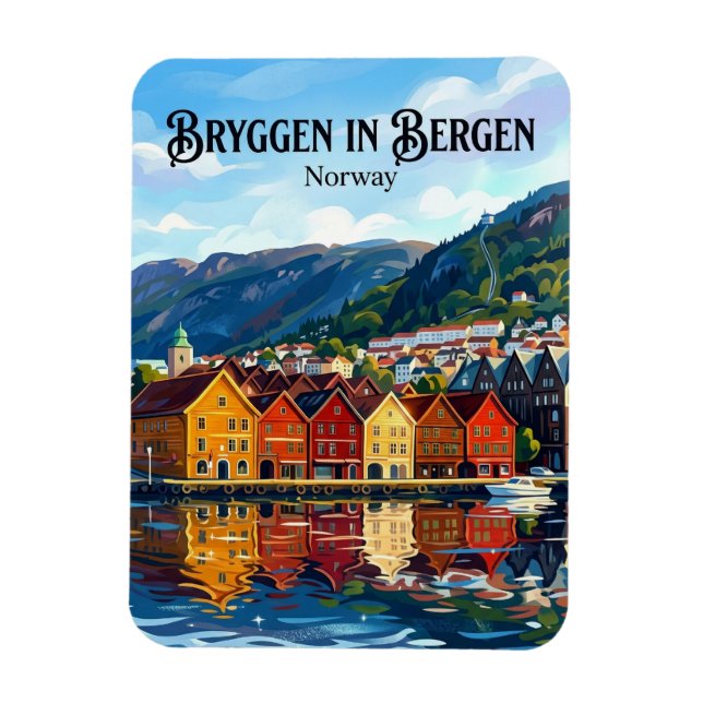 Bergen Norge Magnet (Vertikal)