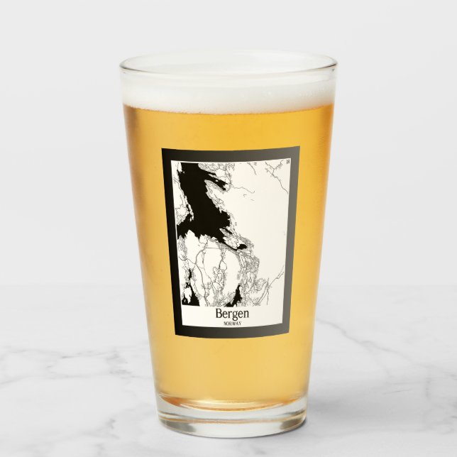 Bergen Norge Modern City Karta Glaskopp (Framsida fylld)