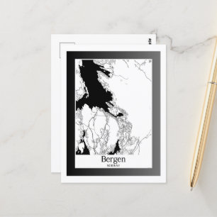 Bergen Norge Modern City Karta Vykort