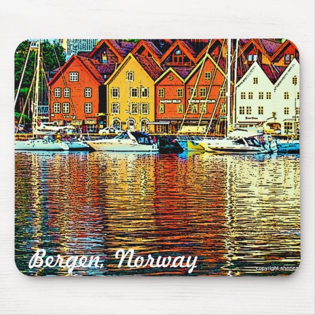 Bergen Norge Mousepad Musmatta (Framsidan)
