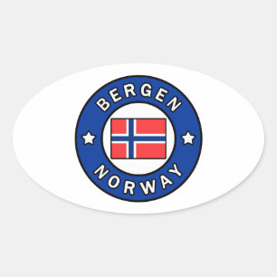 Bergen Norge Ovalt Klistermärke