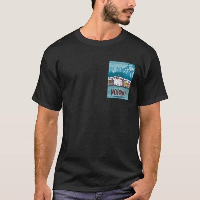 Bergen Norge Resa Affisch T Shirt (Framsida)