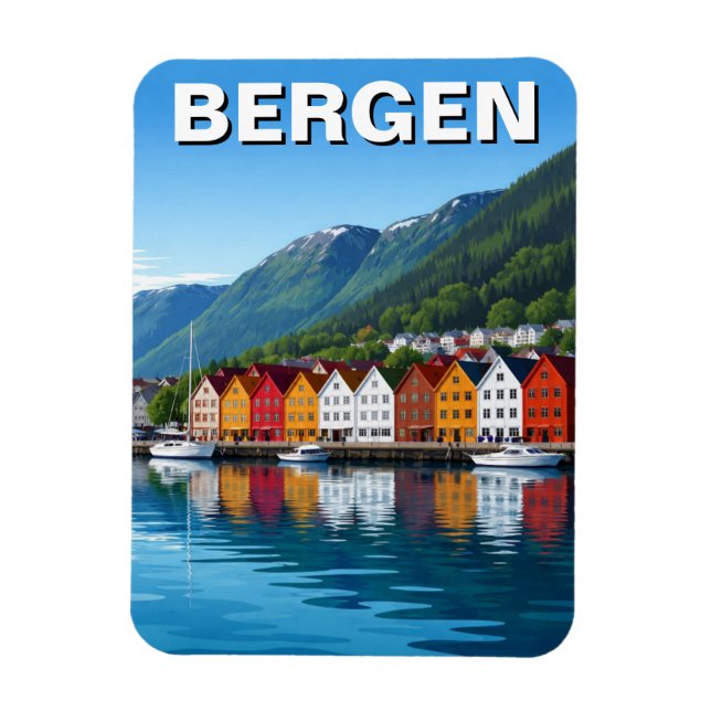 Bergen Norge Resa Magnet (Vertikal)