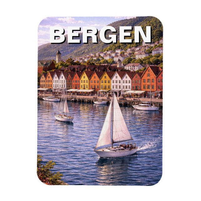 Bergen Norge Resa Magnet (Vertikal)