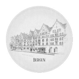 Bergen Norge Streetscape Vacklig linje Teckning