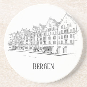 Bergen Norge Streetscape Vacklig linje Underlägg